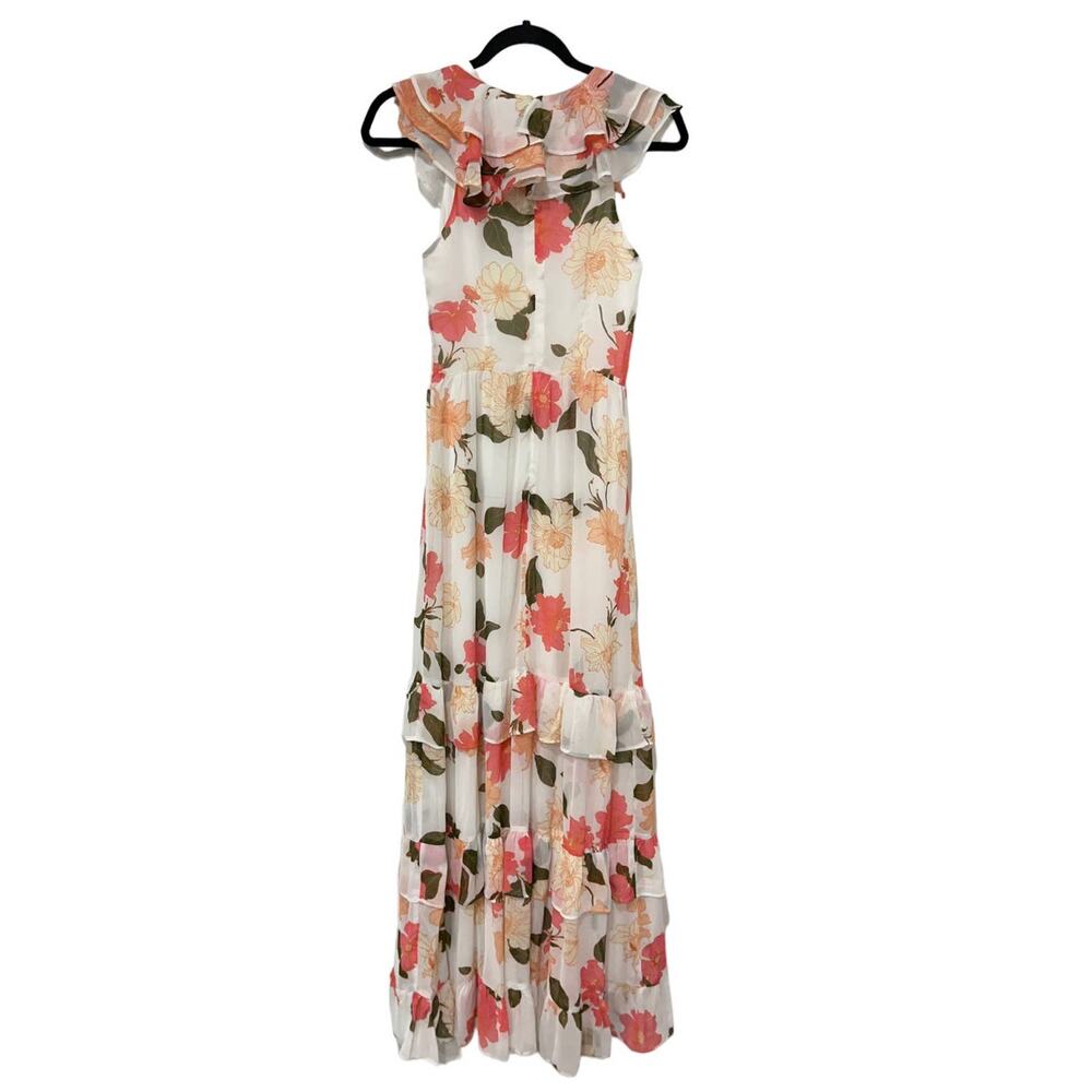 VICI Collection dress white floral print tiered chiffon - Picture 4 of 5